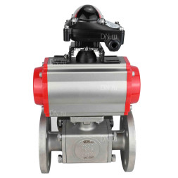 Кран шаровой BV3232P(4pc)-FP-3WL-F Ду15 Ру16 полнопроходной трехходовой, фланцевый, корпус - нержавеющая сталь SS316, с пневмоприводом PA-SA-052 с возвратными пружинами, пневмораспределителем 4M310-08 DC24V и БКВ APL-210N