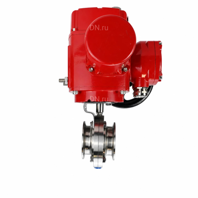Затвор дисковый поворотный WBV3131S-2W-C-H Ду15 Ру10 кламповый, корпус - пищевая нержавеющая сталь 304, уплотнение - Silicon, с электроприводом QT-EX-005M-O2-220VAC-У1 с моментной муфтой и штурвалом в Хабаровске