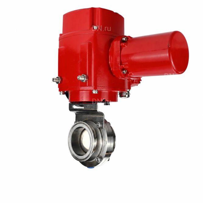 Затвор дисковый поворотный WBV3131S-2W-C-H Ду15 Ру10 кламповый, корпус - пищевая нержавеющая сталь 304, уплотнение - Silicon, с электроприводом QT-EX-005M-O2-220VAC-У1 с моментной муфтой и штурвалом в Хабаровске