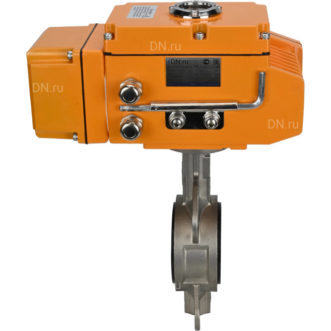 Затвор дисковый поворотный WBV3232N-2W-Fb-H Ду200 Ру16, корпус - нержавеющая сталь 316L, диск - нержавеющая сталь 316L, уплотнение - NBR, с электроприводом QT-N-030EM-B1-220VAC-У1 DAR (0-10В) в Хабаровске