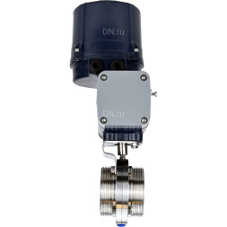 Затвор дисковый поворотный WBV3131E-2W-T-H Ду20 Ру10 резьбовой, корпус - пищевая нержавеющая сталь AISI 304, диск - нержавеющая сталь AISI 304, уплотнение - EPDM, с электроприводом четвертьоборотным QTSA-N-003EM-O0-220VAC с пружинным возвратом