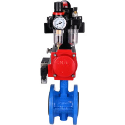 Затвор дисковый поворотный WBV1313E-2W-F-H Ду65 Ру16 фланцевый, корпус - чугун GGG40, диск - чугун GGG40, EPDM, с пневмоприводом PA-DA-105, пневмораспределителем 4M310-08 AC220V, БКВ APL-410N EX и БПВ AFC2000