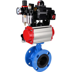 Затвор дисковый поворотный WBV1313E-2W-F-H Ду65 Ру16 фланцевый, корпус - чугун GGG40, диск - чугун GGG40, EPDM, с пневмоприводом PA-DA-105, пневмораспределителем 4M310-08 AC220V, БКВ APL-410N EX и БПВ AFC2000