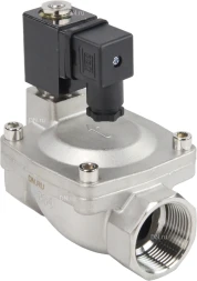 Клапан электромагнитный VS431-VT-NC-24VAC 1 1/4″ Ду32 Ру16 пилотного действия двухходовой, корпус - сталь нержавеющая 304, присоединение - внутренняя резьба, уплотнение - VITON, нормально-закрытый, катушка - 24В AC