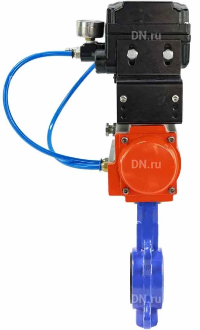 Затвор дисковый поворотный WBV1432E-2W-Fb-H Ду80 Ру16, корпус - чугун GGG50, диск - нержавеющая сталь 316L, уплотнение - EPDM, с пневмоприводом PA-DA-065 и с электропневматическим поворотным позиционером YT-1000RSN с обратной связью в Хабаровске