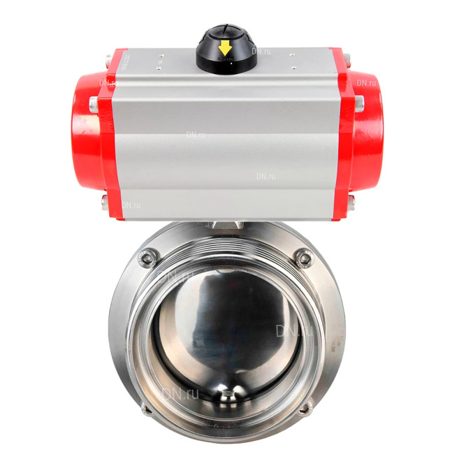 Затвор дисковый поворотный WBV3131E-2W-T-H Ду32 Ру10 резьбовой, пищевая нержавеющая сталь 304, уплотнение – EPDM, с пневмоприводом PA-DA-052 двойного действия в Хабаровске