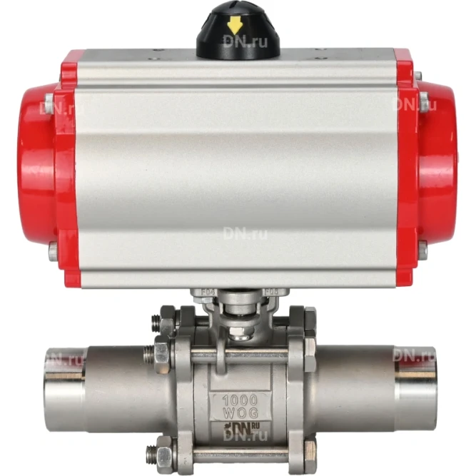 Кран шаровой BV3131P(3pc)-FP-W-ISO-H LONG Ду125 Ру16 полнопроходной, корпус - нержавеющая сталь 304, уплотнение - PTFE, под приварку, с пневмоприводом PA-DA-130 и пневмораспределителем 4M310-08 DC24V в Хабаровске