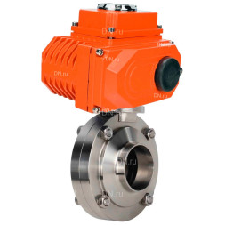 Затвор дисковый поворотный WBV3131E-2W-W-H Ду20 Ру10 под приварку, корпус - пищевая нержавеющая сталь 304, уплотнение - EPDM, с электроприводом QT-N-005EM-O1-380VAC-У1 380В HARK
